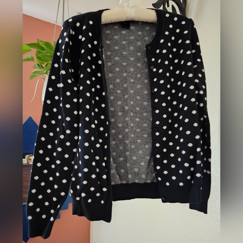 ANN TAYLOR Cardigan Polka  Dot Size M